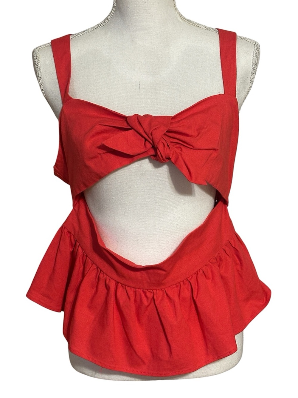 Zara Pink Cut-Out Sleeveless Peplum with Bow Top NWT